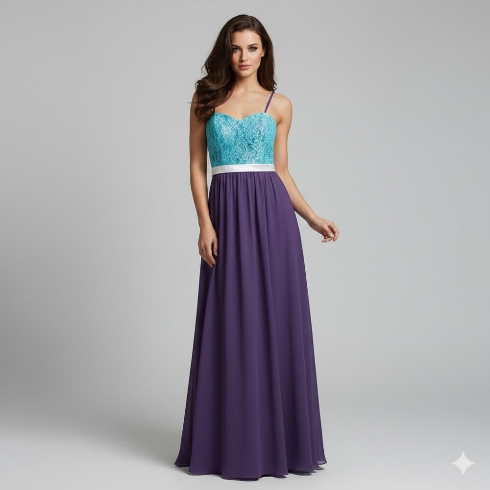 Chic Turquoise And Purple Lace Formal Dress